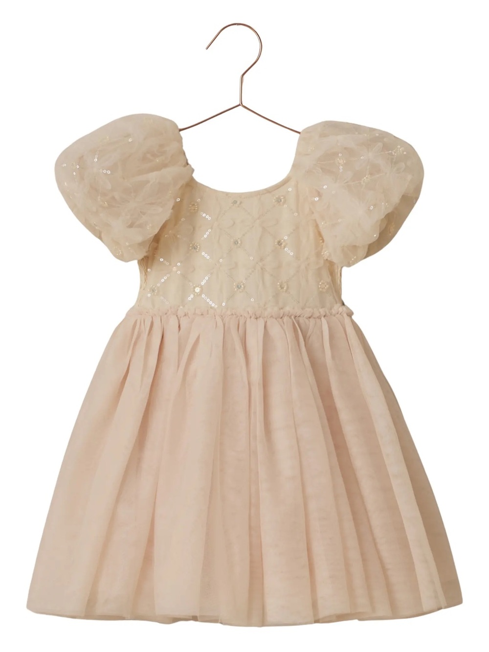 NWT Noralee Dorothy Sequin and Bead Puffed Sleeve Tulle Dress